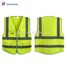 100% poliéster tricotado material zíper segurança colete, design personalizado e logotipo cal segurança vestuário jaqueta com fitas reflexivas